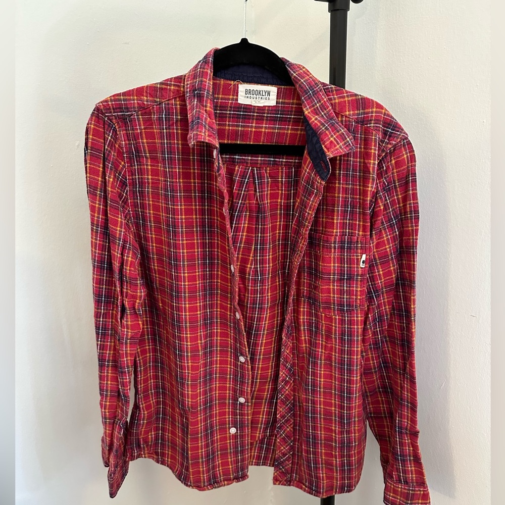 Brooklyn industries red plaid button up medium